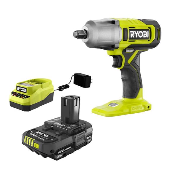 RYOBI ONE+ 18V Cordless 1/2 in. Impact Wrench with ONE+ 18V 2.0 Ah Compact Battery and Charger Kit