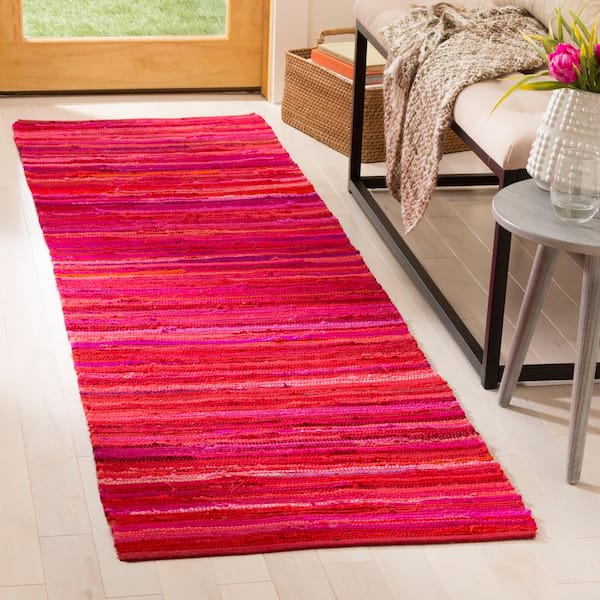 Rag Rug Red/Multi 2 ft. x 10 ft. Striped Gradient Runner Rug