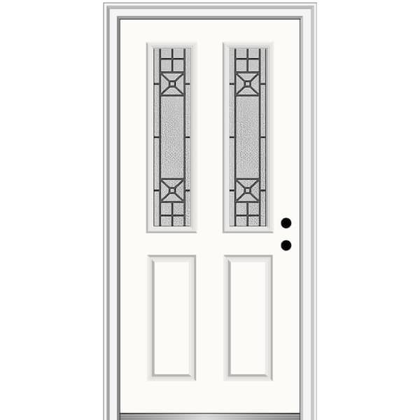 MMI Door 32 in. x 80 in. Courtyard Left-Hand 2-Lite Decorative Painted Fiberglass Smooth Prehung Front Door on 4-9/16 in. Frame