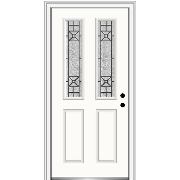 MMI Door 36 in. x 80 in. Courtyard Left-Hand 2-Lite Decorative Painted Fiberglass Smooth Prehung Front Door on 4-9/16 in. Frame