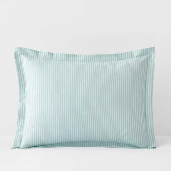 The Company Store Company Cotton Mariel Stripes Sea Blue Cotton Percale Standard Sham
