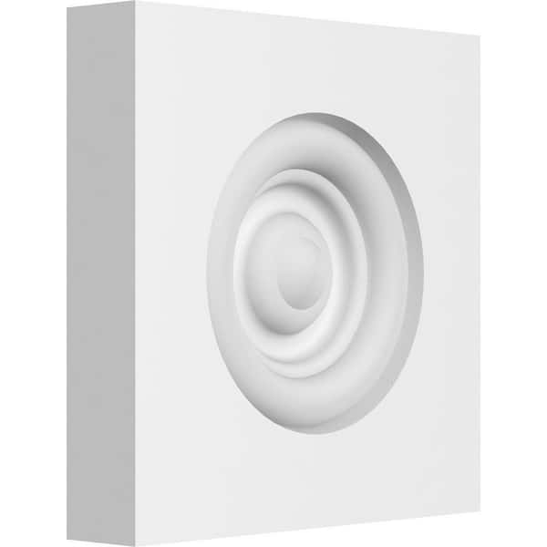 Ekena Millwork 4 in. W x 4 in. H x 3/4 in. P Standard Sedgwick Bullseye Rosette with Square Edge