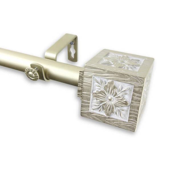 Rod Desyne Ophelia 160 in. - 240 in. Adjustable 1 in. Dia Single Curtain Rod in Light Gold
