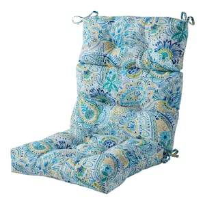 22 in. x 44 in. Outdoor High Back Dining Chair Cushion in Baltic Paisley