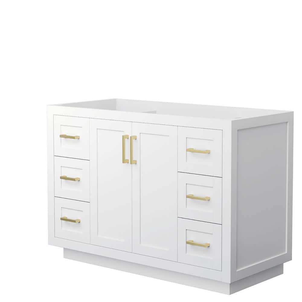 Miranda 48 Inch White Single Bathroom Vanity with Brushed Gold Trim
