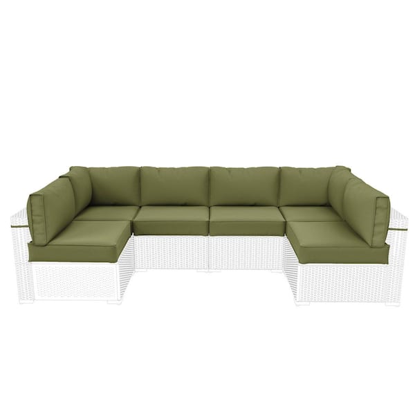 26 in. x 26 in. x 5 in. (14-Piece) Deep Seat Outdoor Sectional Cushion Set Waterproof Replacement Cushions Light Green