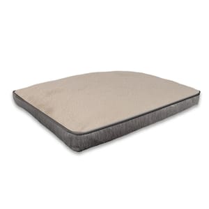 40 in. x 30 in. Piping Gray/Cream Sherpa Jacquard Gusset Pet Bed