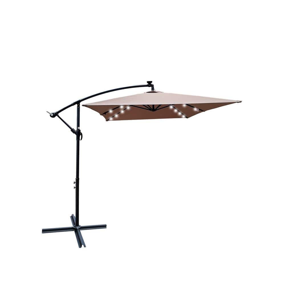 6.5 ft. x 10 ft. Outdoor Patio Market Umbrella Solar Powered LED Lighted Sun Shade Waterproof 6 Ribs in Mushroom price history on PriceWatchPro