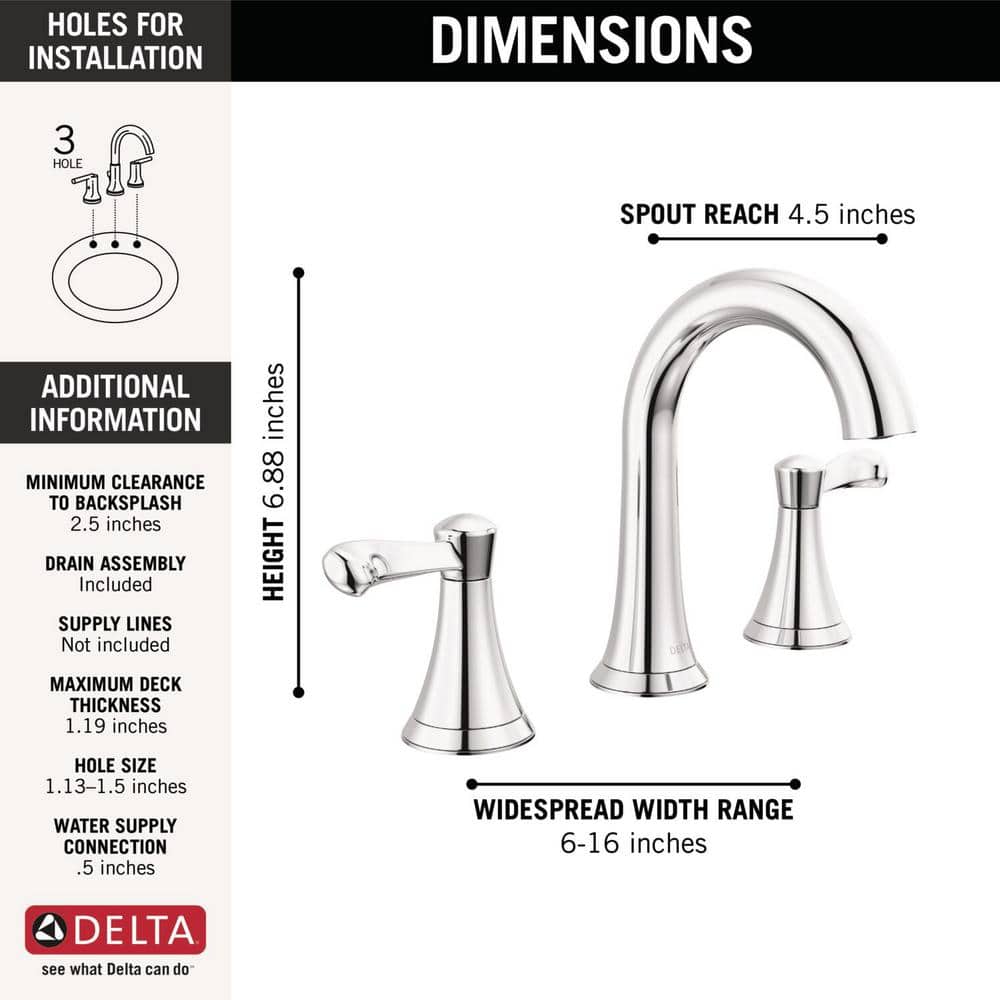 Esato Chrome Widespread 2-Handle Bathroom Faucet with Drain Assembly