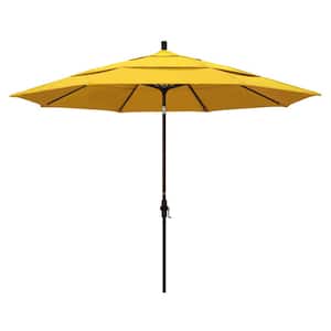 11 ft. Aluminum Collar Tilt Double Vented Patio Umbrella in Lemon Olefin