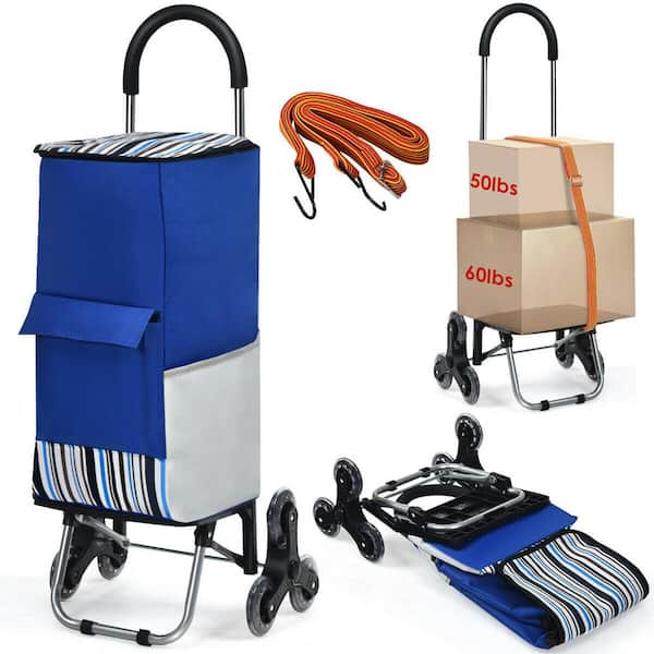 Foldable Shopping Trolley Bag with Wheels Collapsible Shopping Cart  Reusable Foldable Grocery Bags Travel Bag Red