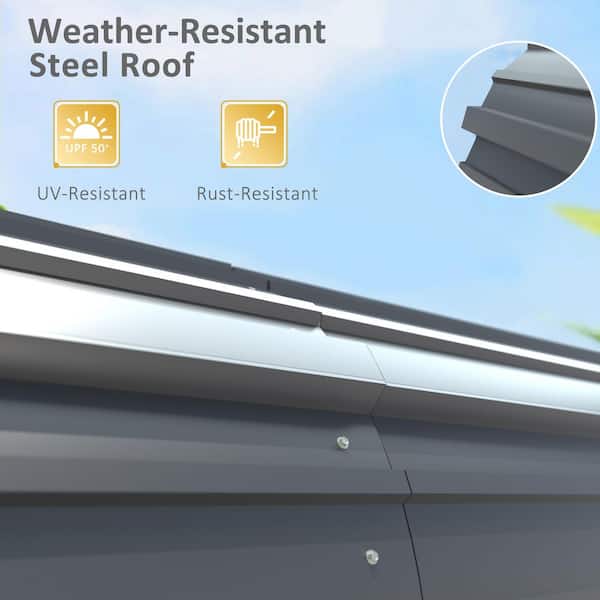 20 ft. W x 20 ft. D Metal Carport Metal Car Canopy and Shelter, Gray