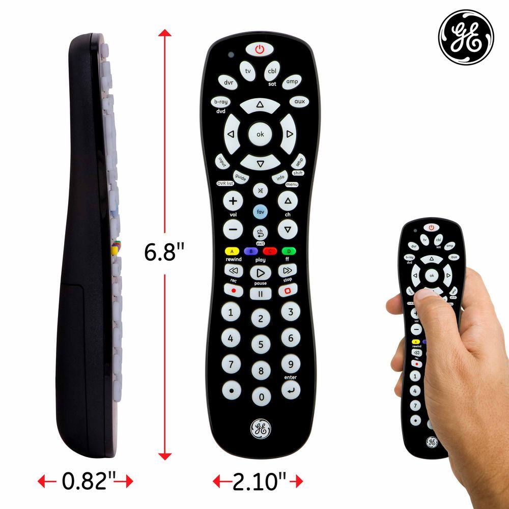 GE 6-Device Black Universal Remote Control with RF