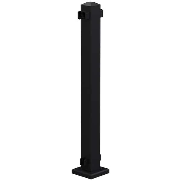 36 in. H x 5-11/16 in. W Matte Black Aluminum Deck Railing Mid Post Kit