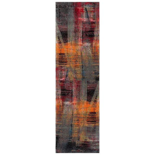Porcello 2 ft.  x 10 ft. Multi Abstract Runner Rug