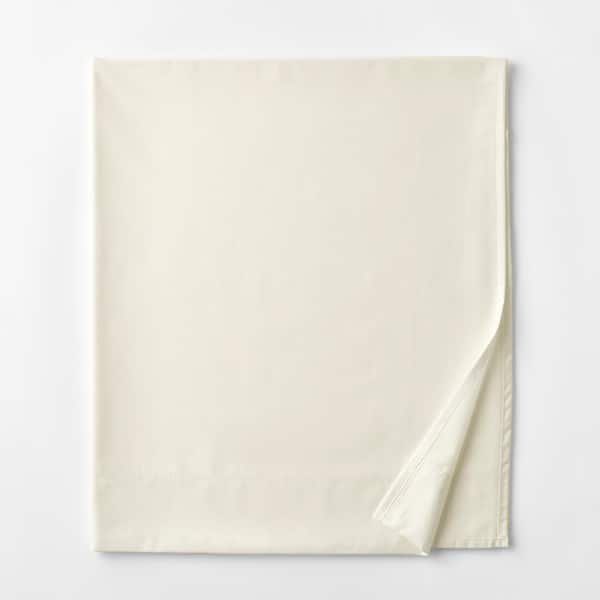 The Company Store Legends Hotel Ivory 450-Thread Count Wrinkle-Free Supima Cotton Sateen Queen Flat Sheet