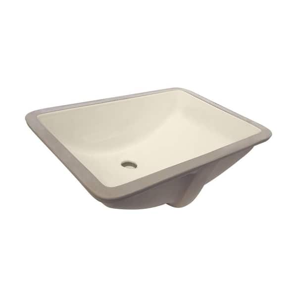 Wells Rhythm Series 21 in. Rectangular Undermount Single Bowl Bathroom Sink in Bisque