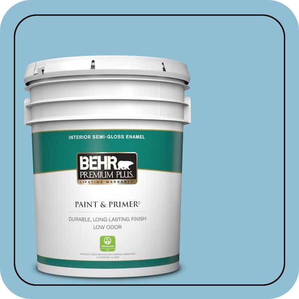 BEHR PREMIUM PLUS 5 gal. #M490-3 Speedboat Semi-Gloss Enamel Low Odor Interior Paint & Primer