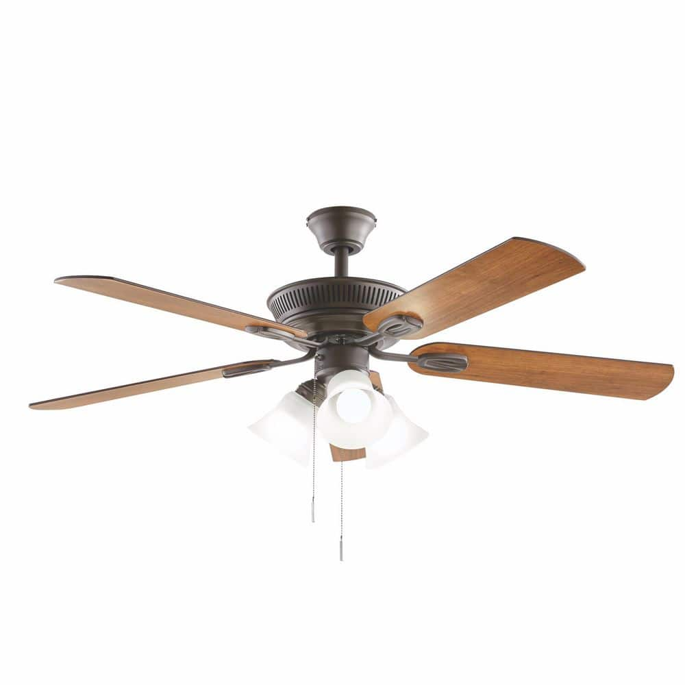 Hampton Bay Glendale III 52 in. LED Indoor Oil Rubbed Bronze Ceiling Fan with Light and Pull Chains