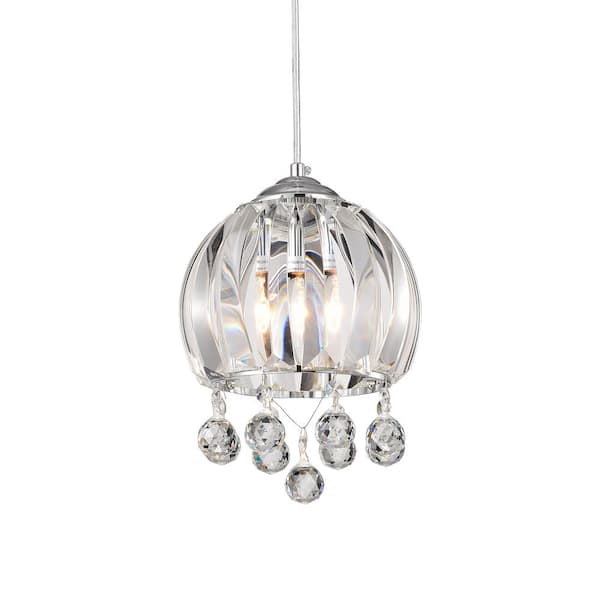 Warehouse of Tiffany 10 in. 1-Light Deanna Chrome Finish Pendant Ceiling Light