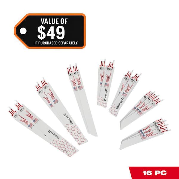 SAWZALL Metal Cutting Bi-Metal Reciprocating Blade Set W/ 9 in. 8 TPI Carbide TORCH Blade (17 Piece)