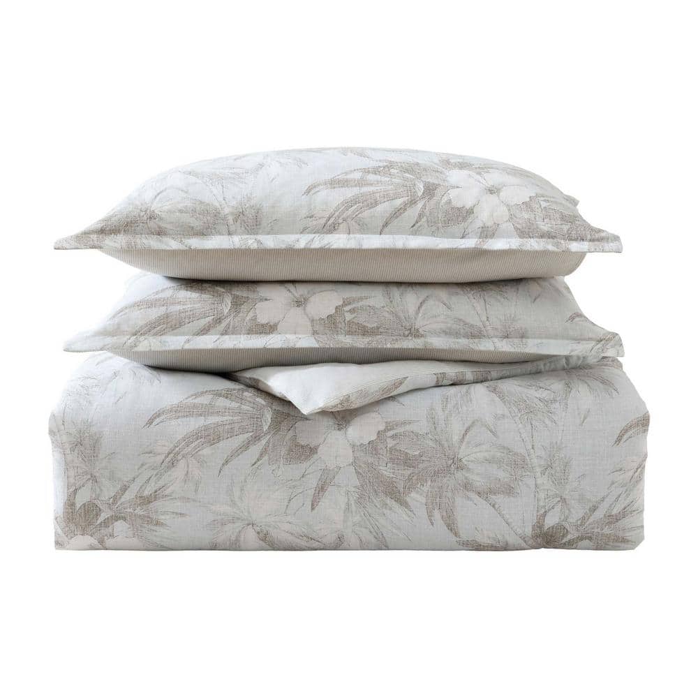 Beachway Blooms King Gray Cotton Duvet Cover Set