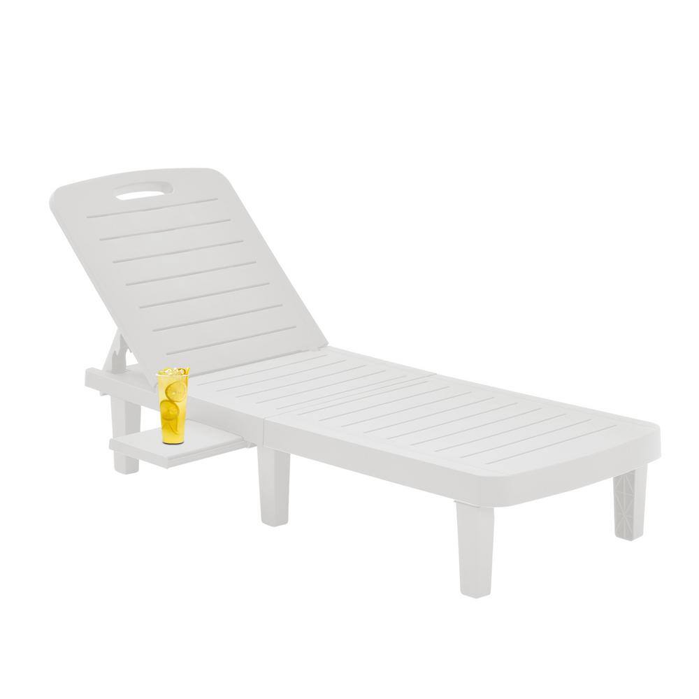 1-Piece Plastic Outdoor Chaise Lounge with Reclining Adjustable Backrest an
