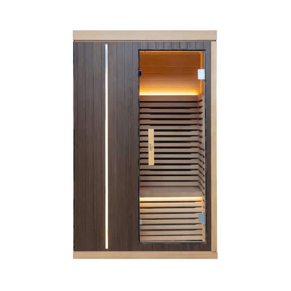 2-Person Indoor Canadian Hemlock Infrared Sauna Walnut Finish