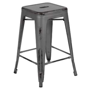 Silver Metal Indoor Outdoor Bar Stool