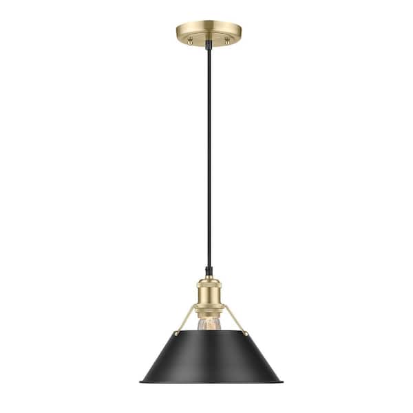 Golden Lighting Orwell 100-Watt 1-Light Brushed Champagne Bronze and Matte Black Pendant Light