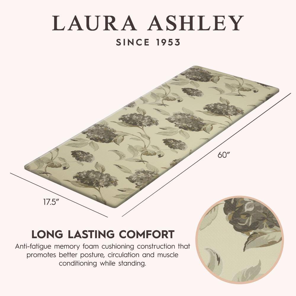 Gray Floral Anti-Fatigue Kitchen Mat, 17.5" x 60"