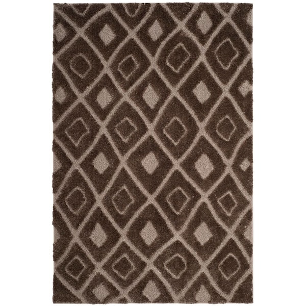 Olympia Shag 5 ft. x 8 ft. Mushroom Diamond High-Low Area Rug