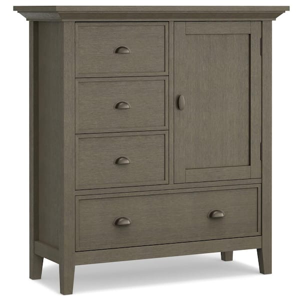 Simpli Home Redmond Solid Wood 39 in. Wide Transitional Medium Storage Cabinet in Farmhouse Grey