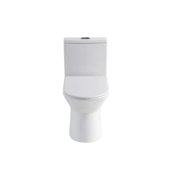 1-piece 1.1/1.6 GPF Dual Flush Elongated Toilet in Gloss White Soft Closing Seat Included