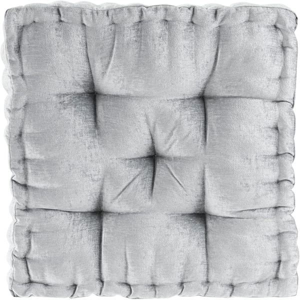 Grey 20"x20" Tufted Chenille Scalloped Floor Meditation Cushion