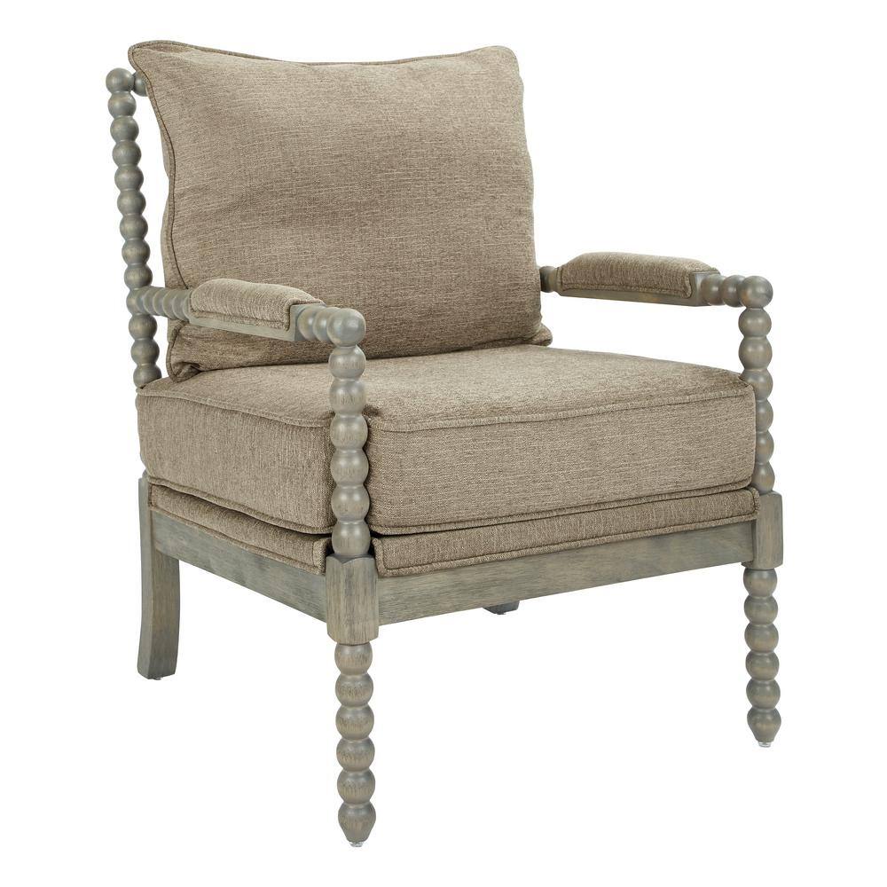 Gray Hardwood Farmhouse Accent Chair with Cushions