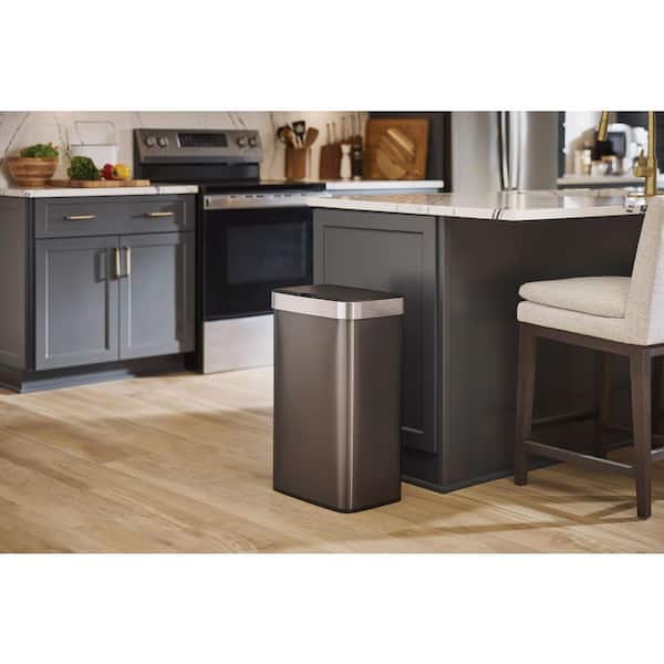HDX 13 Gal Gunmetal Stainless Steel Motion SensorIndoor Trash Can