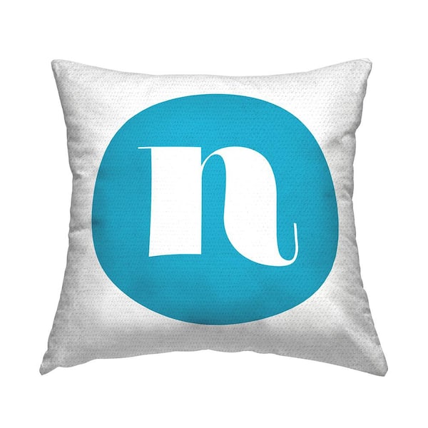 Stupell Industries Blue Initial N Square Outdoor Throw Pillow