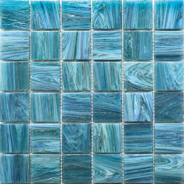 Apollo Tile Celestial Glossy Yale Blue 12 in. x 12 in. Glass Mosaic Wall and Floor Tile (20 sq. ft./case) (20-pack)