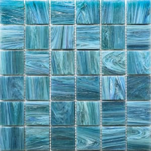 Celestial Glossy Yale Blue 12 in. x 12 in. Glass Mosaic Wall and Floor Tile (20 sq. ft./case) (20-pack)