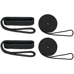 BoatTector Premium Double Braid Nylon Dockside Rope Value Pack - 3/8", Black