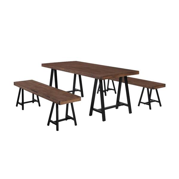 Noble House Marchello Natural Walnut Dining Set (3-Piece)