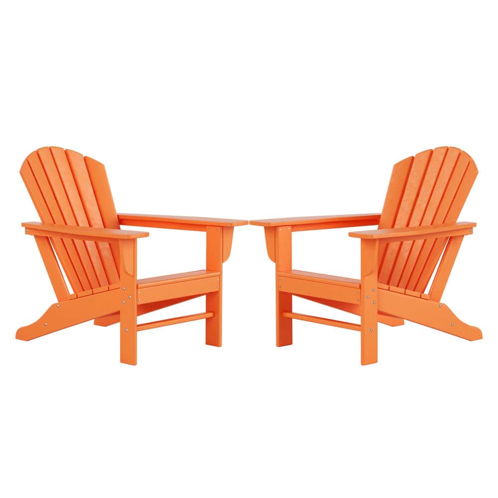 Altura Orange HDPE Outdoor Adirondack Chairs with Arms, Set of 2