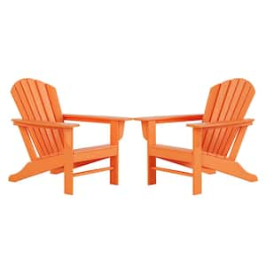 Mason Orange Poly Plastic Outdoor Patio Classic Adirondack Chair, Fire Pit Chair (Set of 2)