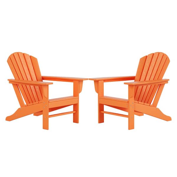 Mason Orange Poly Plastic Outdoor Patio Classic Adirondack Chair, Fire Pit Chair (Set of 2)