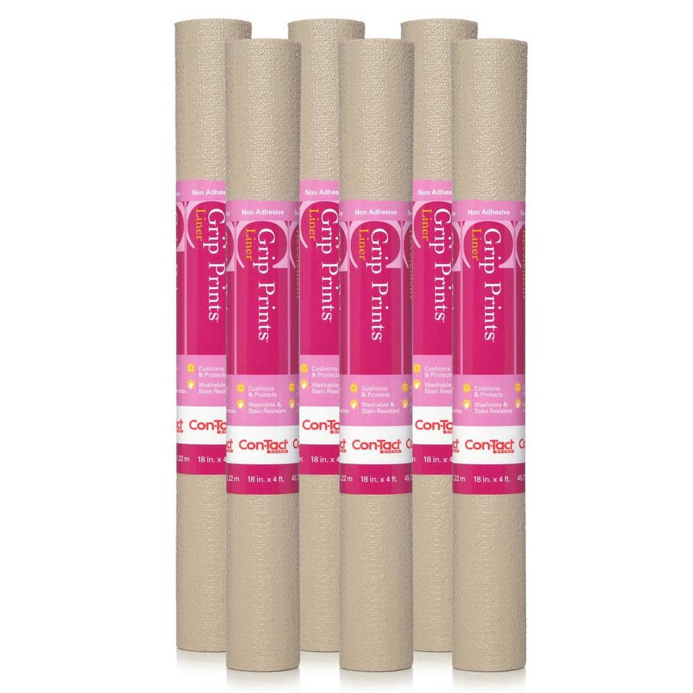 Con-Tact Grip Prints 18 in. x 4 ft. Taupe Non-Adhesive Solid Shelf and Drawer Liner (6-Rolls), Taupe Solid