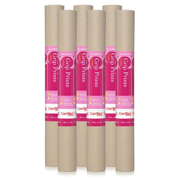 Con-Tact Grip Prints 18 in. x 4 ft. Taupe Non-Adhesive Solid Shelf and Drawer Liner (6-Rolls)