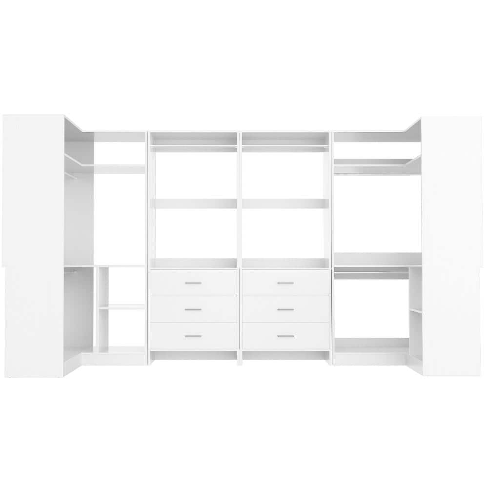 112.5-in U-Shaped Walk-In Closet Systems with 6 Drawers & 6 Hanging Rods & Corner Tower Set of 4 White price history on PriceWatchPro
