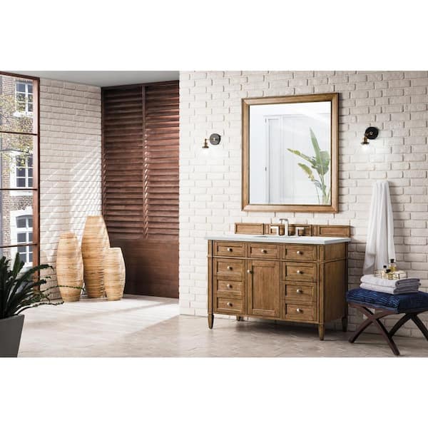 Brittany 48.0 in. W x 23.5 in. D x 34 in. H Bathroom Vanity in Saddle Brown with Ethereal Noctis Quartz Top
