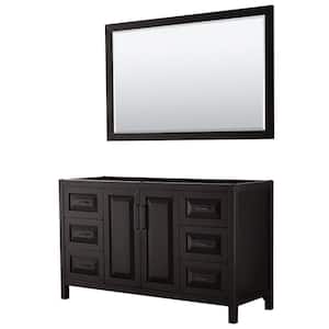 Daria 59 in. W x 21.5 in. D x 35 in. H Single Bath Vanity Cabinet without Top in Dark Espresso with 58 in. Mirror